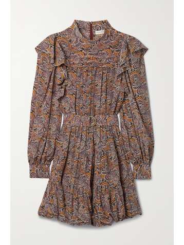 ULLA JOHNSON Luna belted ruffled floral-print silk mini dress