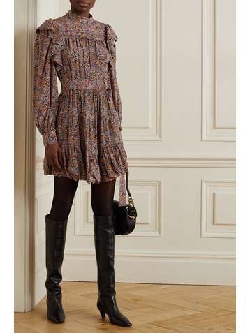 ULLA JOHNSON Luna belted ruffled floral-print silk mini dress