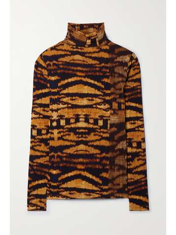 ULLA JOHNSON Aurelia printed stretch-jersey turtleneck top