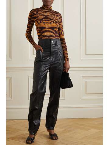 ULLA JOHNSON Aurelia printed stretch-jersey turtleneck top