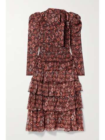 ULLA JOHNSON Azra ruffled printed silk-chiffon midi dress