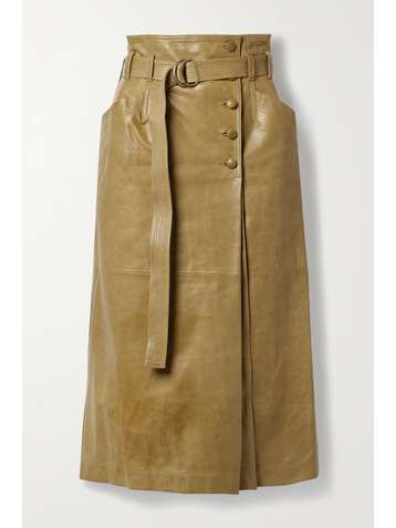 ULLA JOHNSON Sonia belted leather wrap skirt