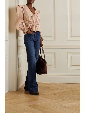 ULLA JOHNSON Sabina ruffled cotton-poplin peplum blouse