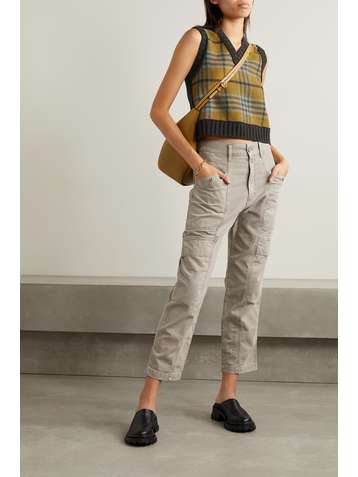 SEA Adela checked wool and cotton-blend tank