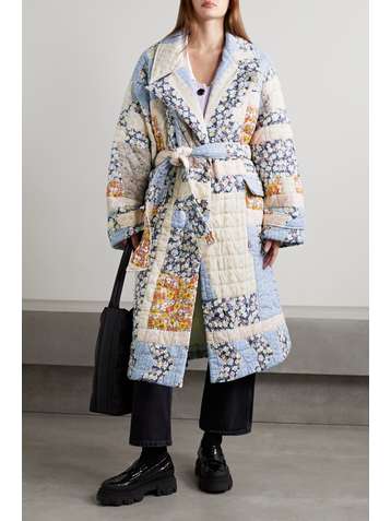 SEA Sydney belted patchwork quilted cotton coat