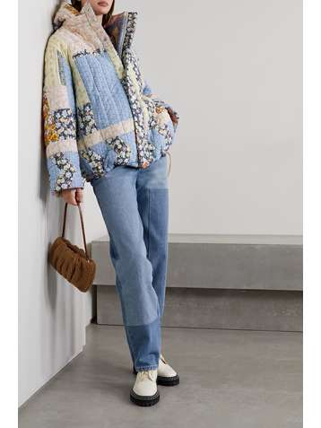 SEA Sydney hooded patchwork quilted cotton jacket