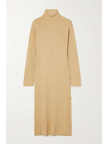 ANNA QUAN Rosaline ribbed cotton turtleneck midi dress