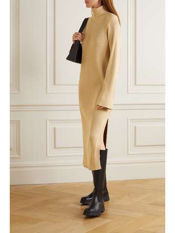 ANNA QUAN Rosaline ribbed cotton turtleneck midi dress