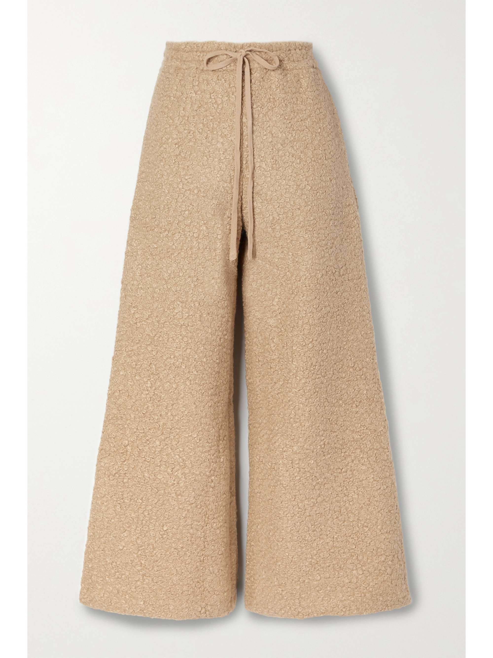 Beige Rabbit fleece wide-leg track 