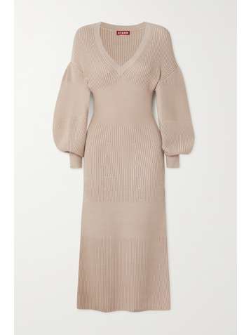 STAUD Carnation ribbed-knit midi dress