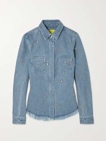MARQUES' ALMEIDA + NET SUSTAIN studded frayed denim shirt