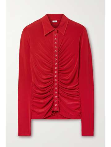 A.L.C. Larsen ruched stretch-jersey shirt