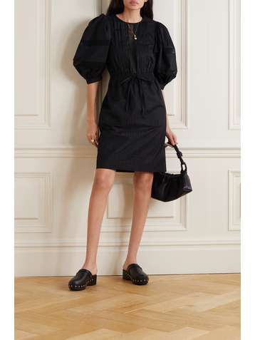 SEE BY CHLOÉ Pintucked broderie anglaise cotton-jacquard dress