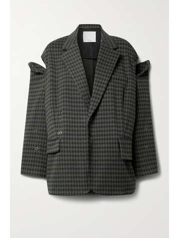 TIBI Liam cutout checked flannel blazer