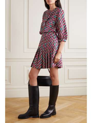 SEE BY CHLOÉ Pleated printed crepe mini skirt