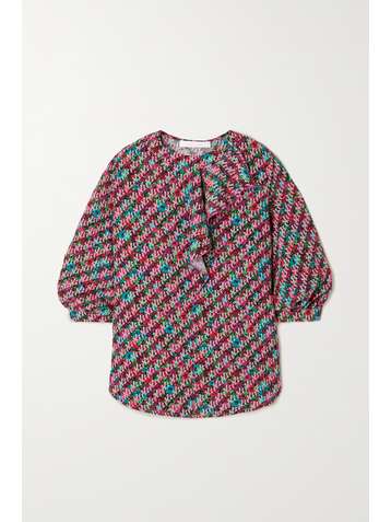 SEE BY CHLOÉ Ruffled gathered printed crepe blouse
