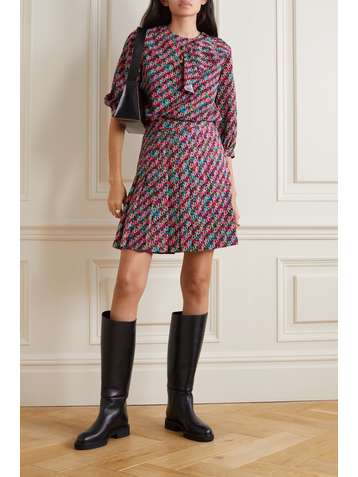 SEE BY CHLOÉ Ruffled gathered printed crepe blouse