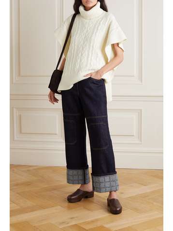 SEE BY CHLOÉ Pull asymétrique à col roulé en laine mélangée à mailles torsadées
