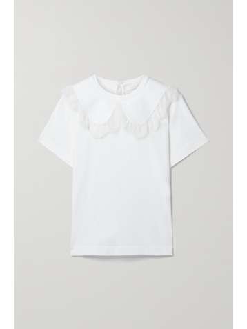 SEE BY CHLOÉ T-Shirt aus Baumwoll-Jersey mit Besätzen von Popeline und Spitze