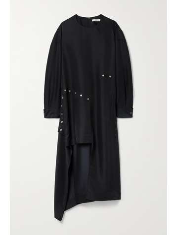 TIBI Fabienne Ecoupe asymmetric draped cupro-blend twill dress