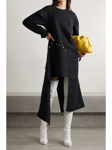 TIBI Fabienne Ecoupe asymmetric draped cupro-blend twill dress