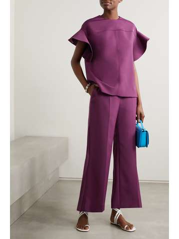 VICTORIA, VICTORIA BECKHAM Cropped crepe flared pants