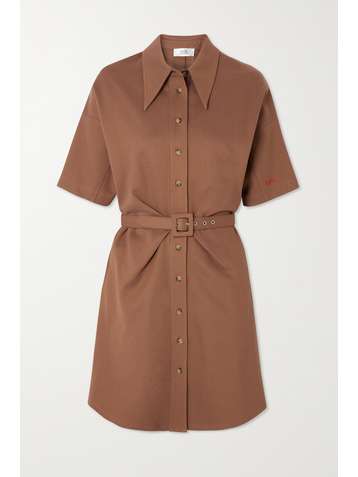 VICTORIA, VICTORIA BECKHAM Belted jersey shirt dress