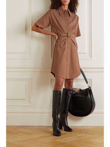 VICTORIA, VICTORIA BECKHAM Belted jersey shirt dress