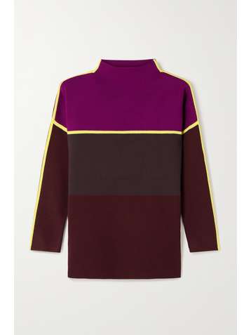 VICTORIA, VICTORIA BECKHAM Color-block cotton turtleneck sweater