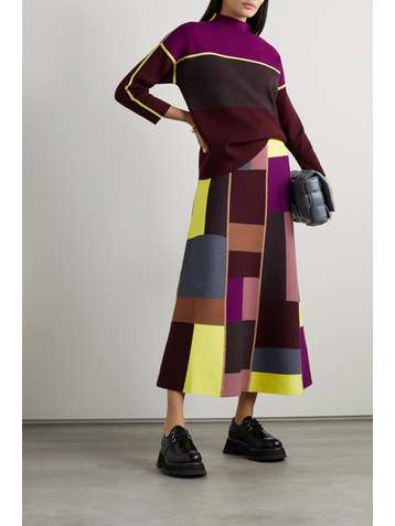 VICTORIA, VICTORIA BECKHAM Color-block cotton turtleneck sweater