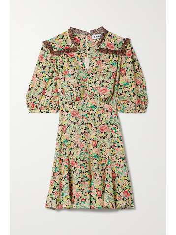 RIXO Rina crepe-trimmed printed voile playsuit