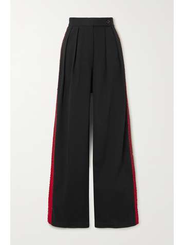 DRIES VAN NOTEN Pamplona crystal-embellished cotton-gabardine wide-leg pants