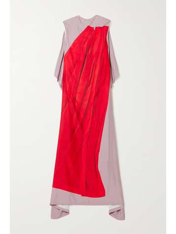 DRIES VAN NOTEN Hesta layered printed satin-crepe and cotton-jersey top