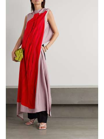 DRIES VAN NOTEN Hesta layered printed satin-crepe and cotton-jersey top