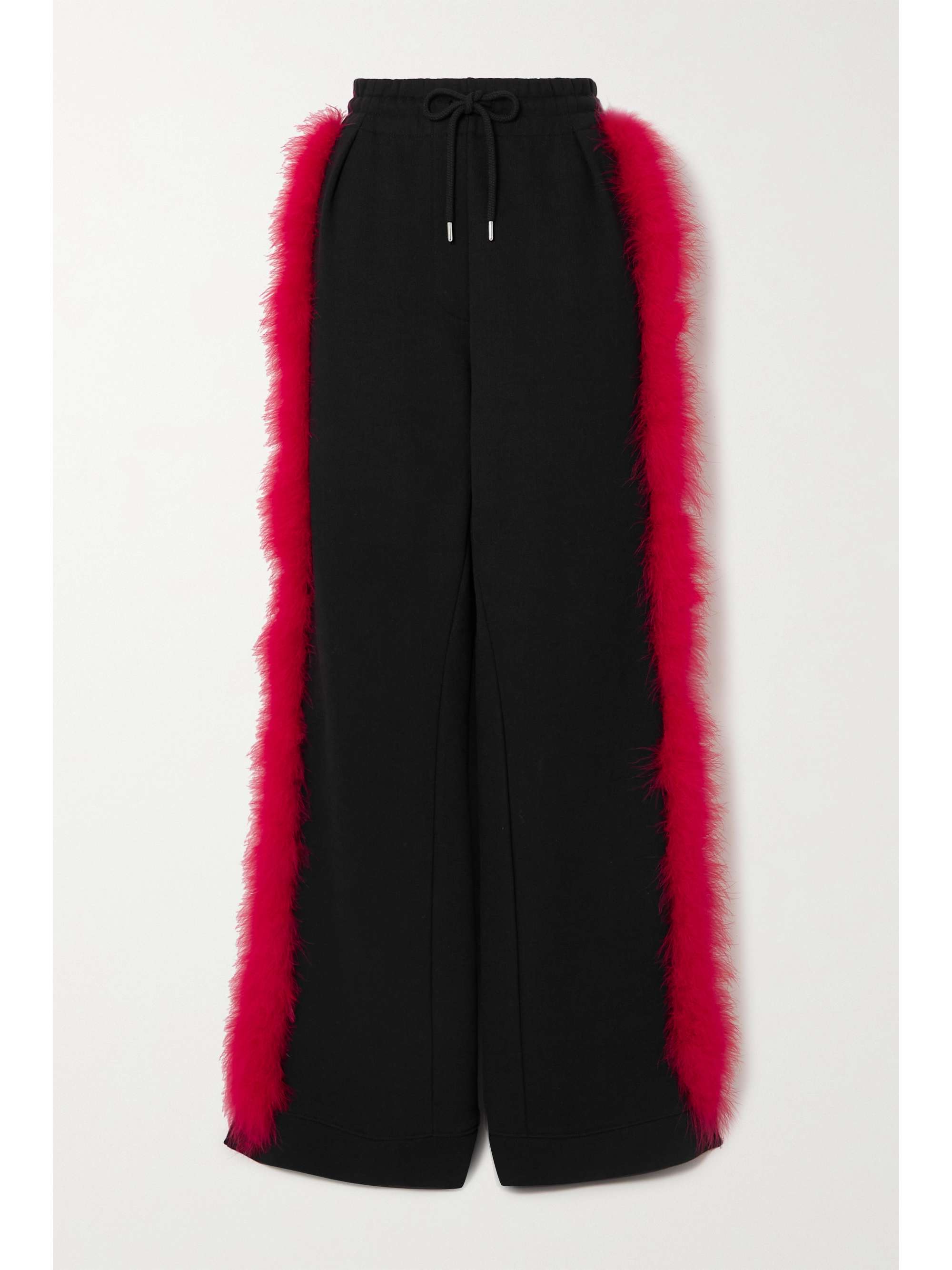 Black Feather-trimmed cotton-terry 