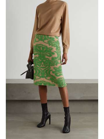 DRIES VAN NOTEN Tia merino wool-blend jacquard midi skirt