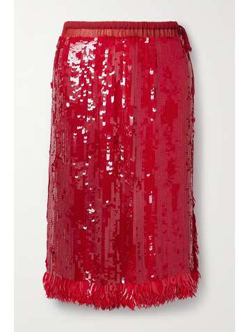 DRIES VAN NOTEN Sequined tulle midi skirt