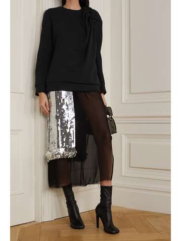 DRIES VAN NOTEN Gathered cotton-jersey sweatshirt