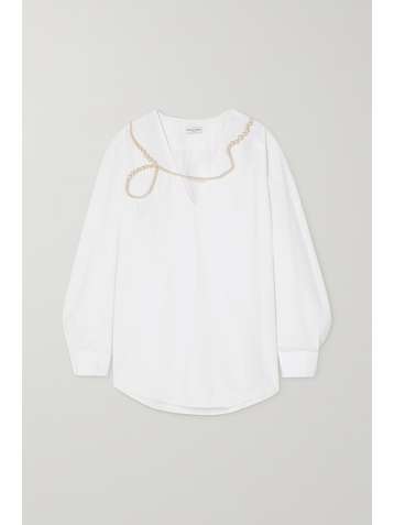 DRIES VAN NOTEN Campo faux pearl-embellished cotton-poplin blouse