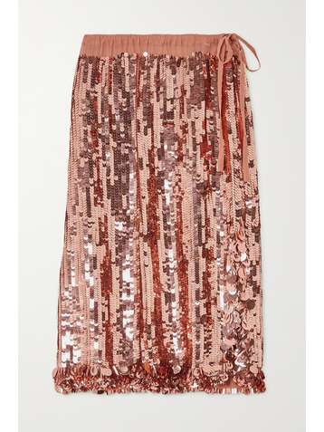 DRIES VAN NOTEN Sequined tulle midi skirt