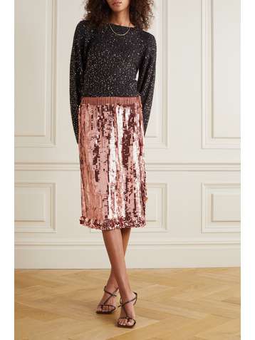 DRIES VAN NOTEN Sequined tulle midi skirt