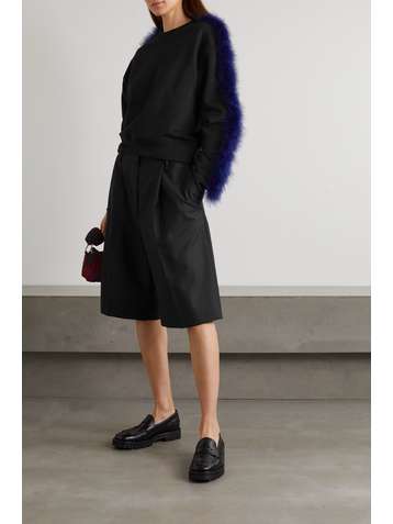 DRIES VAN NOTEN Haffe feather-trimmed cotton-jersey sweatshirt