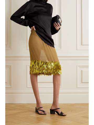 DRIES VAN NOTEN Scilla paillette-embellished chiffon midi skirt