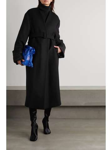 DRIES VAN NOTEN Rocks belted wool-blend felt coat