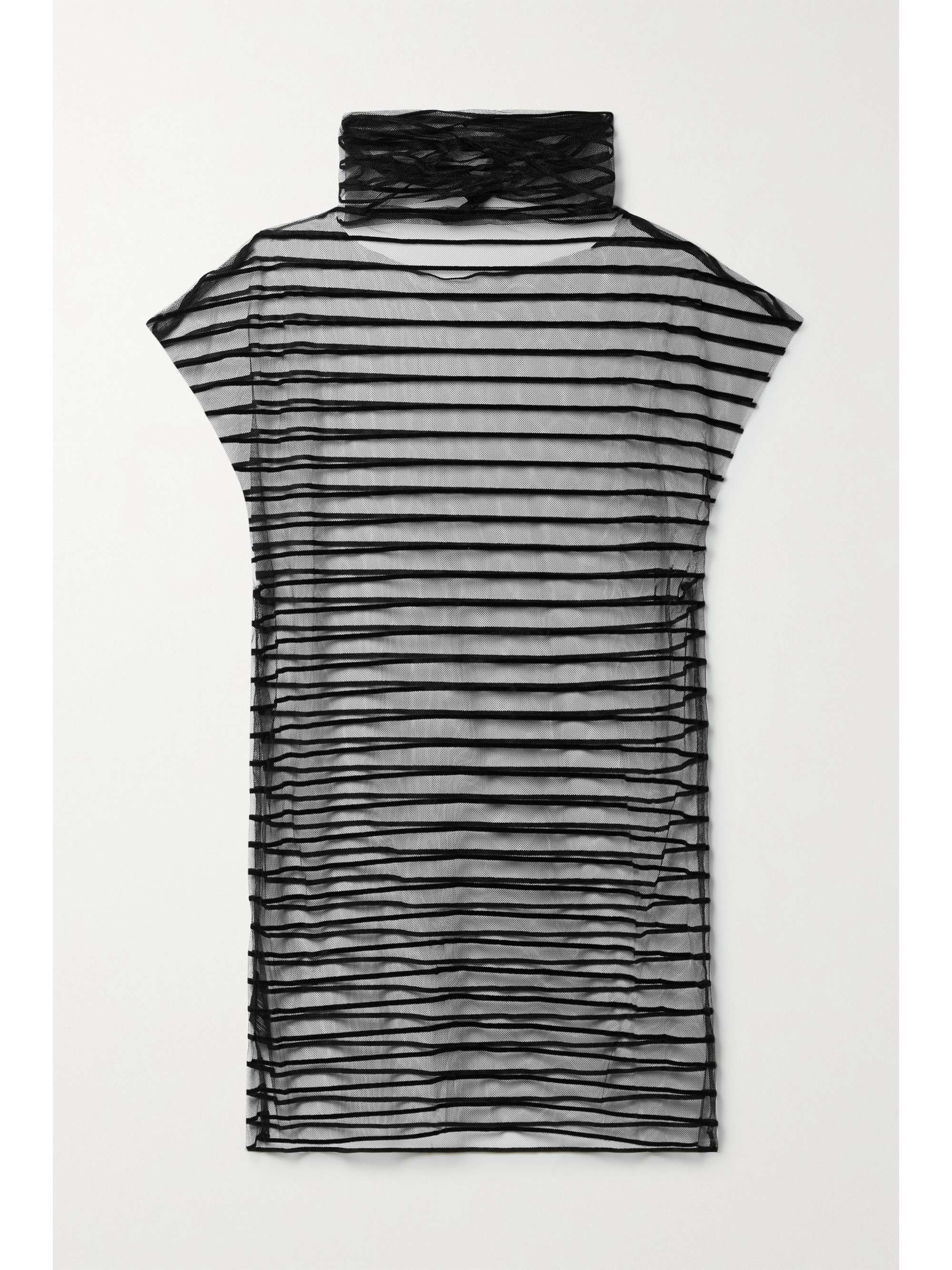 Black Flocked mesh turtleneck top 