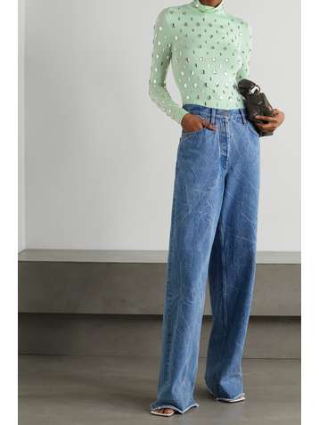 DRIES VAN NOTEN Heyser Tris crystal-embellished stretch-jersey turtleneck top