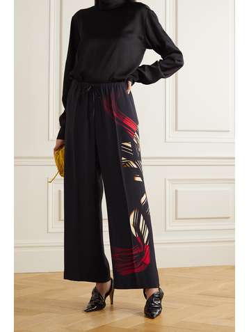 DRIES VAN NOTEN Puvis printed crepe straight-leg pants
