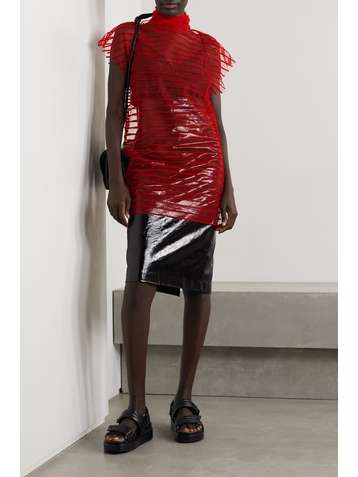 DRIES VAN NOTEN Haut à col montant en résille floquée