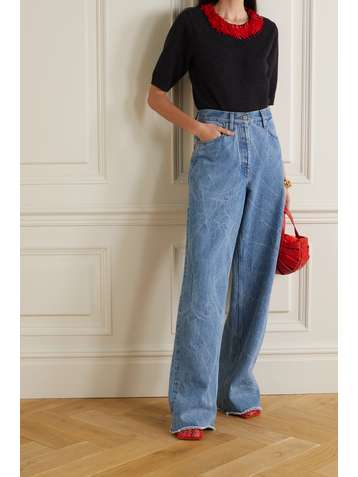 DRIES VAN NOTEN Pinel distressed high-rise wide-leg jeans