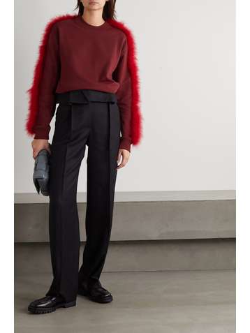 DRIES VAN NOTEN Haffe feather-trimmed cotton-jersey sweatshirt